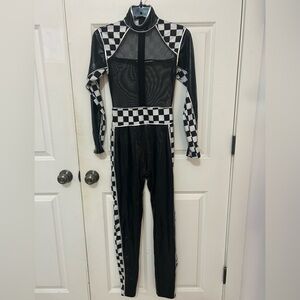 Checkered Black and White Women's Jumpsuit size small medium race car driver